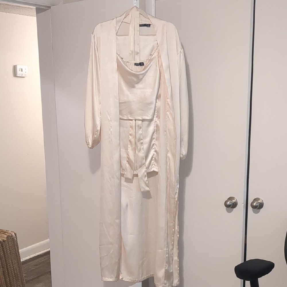 Nasty Gal Elegant Cream Satin Intimates Set